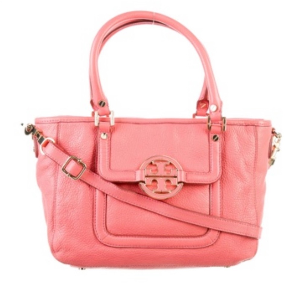 Tory Burch Amanda Salmon Pink Leather Hobo Bag